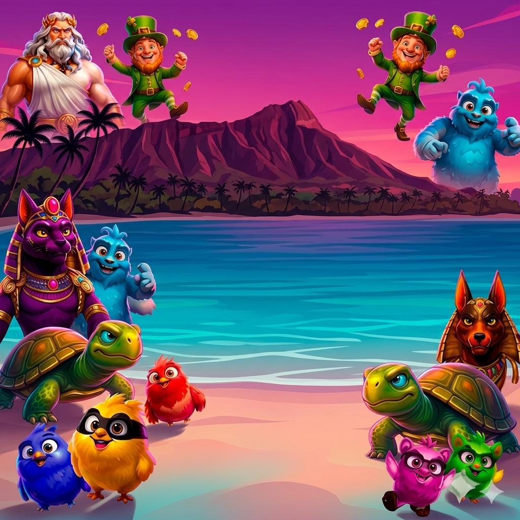 Tropical Hawaiian neon beach paradise